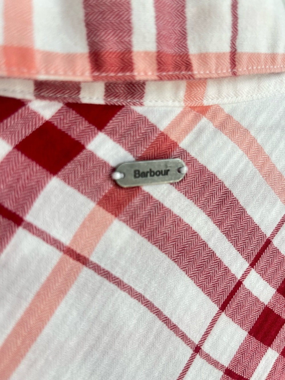 Barbour Shoreline Relaxed Fit Red Plaid Shirt Cotton Blend Button Front Small - Picture 6 of 7